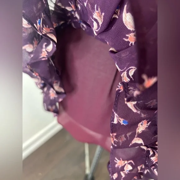 MISA LOS ANGELES - Floral Pull On High Waisted Mini Skirt Purple Size XS - Picture 3 of 7